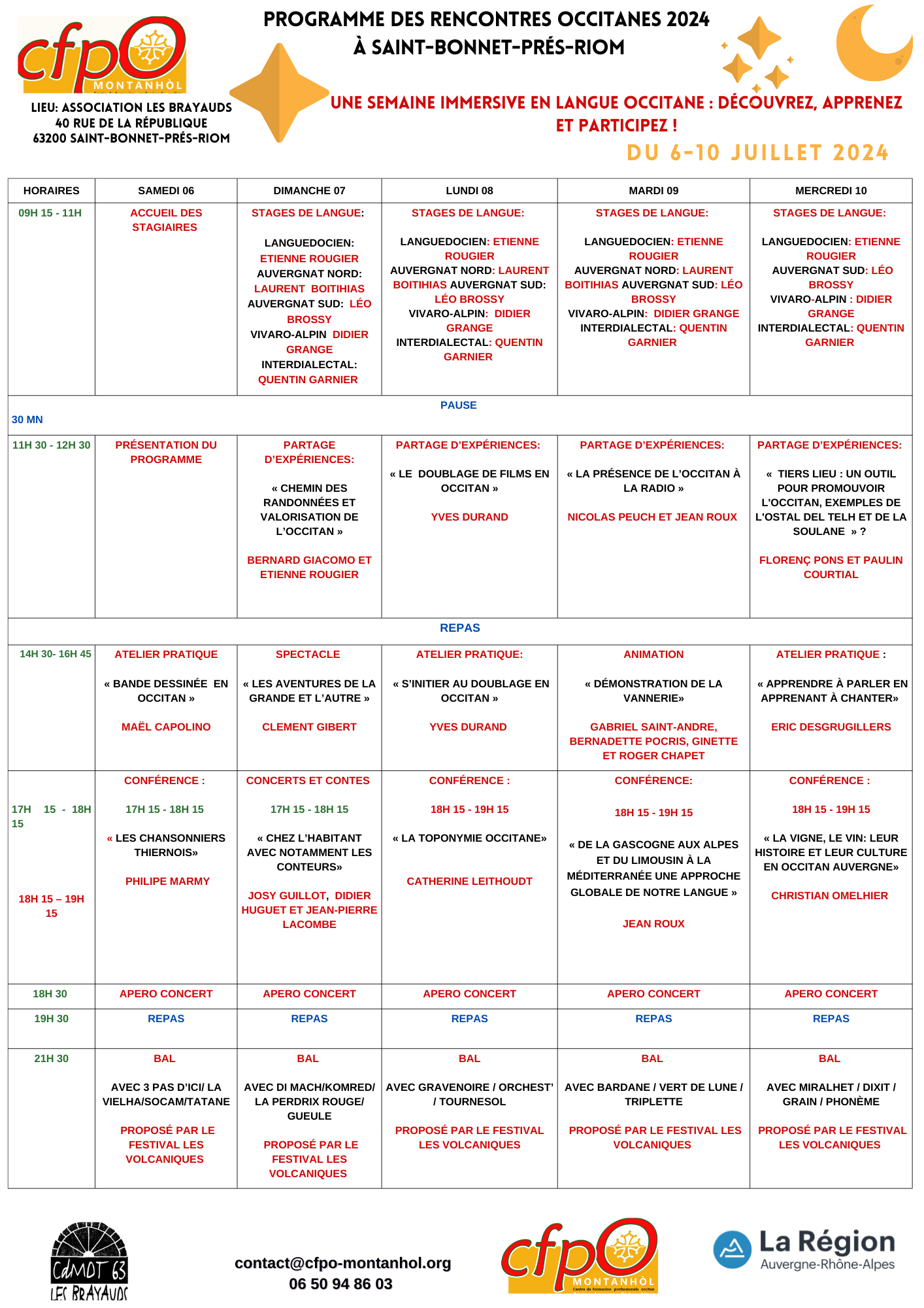 Les rencontres Occitanes d’Auvergne 2024